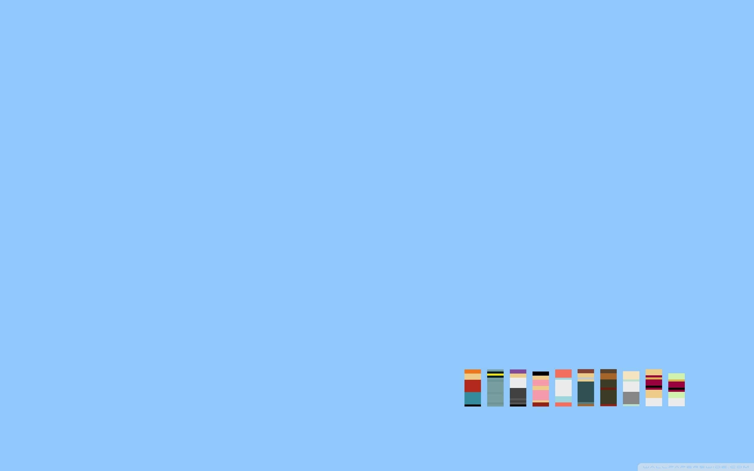 light blue background, colorful pixelated vertical bars, bottom right, 2K Desktop Wallpaper
