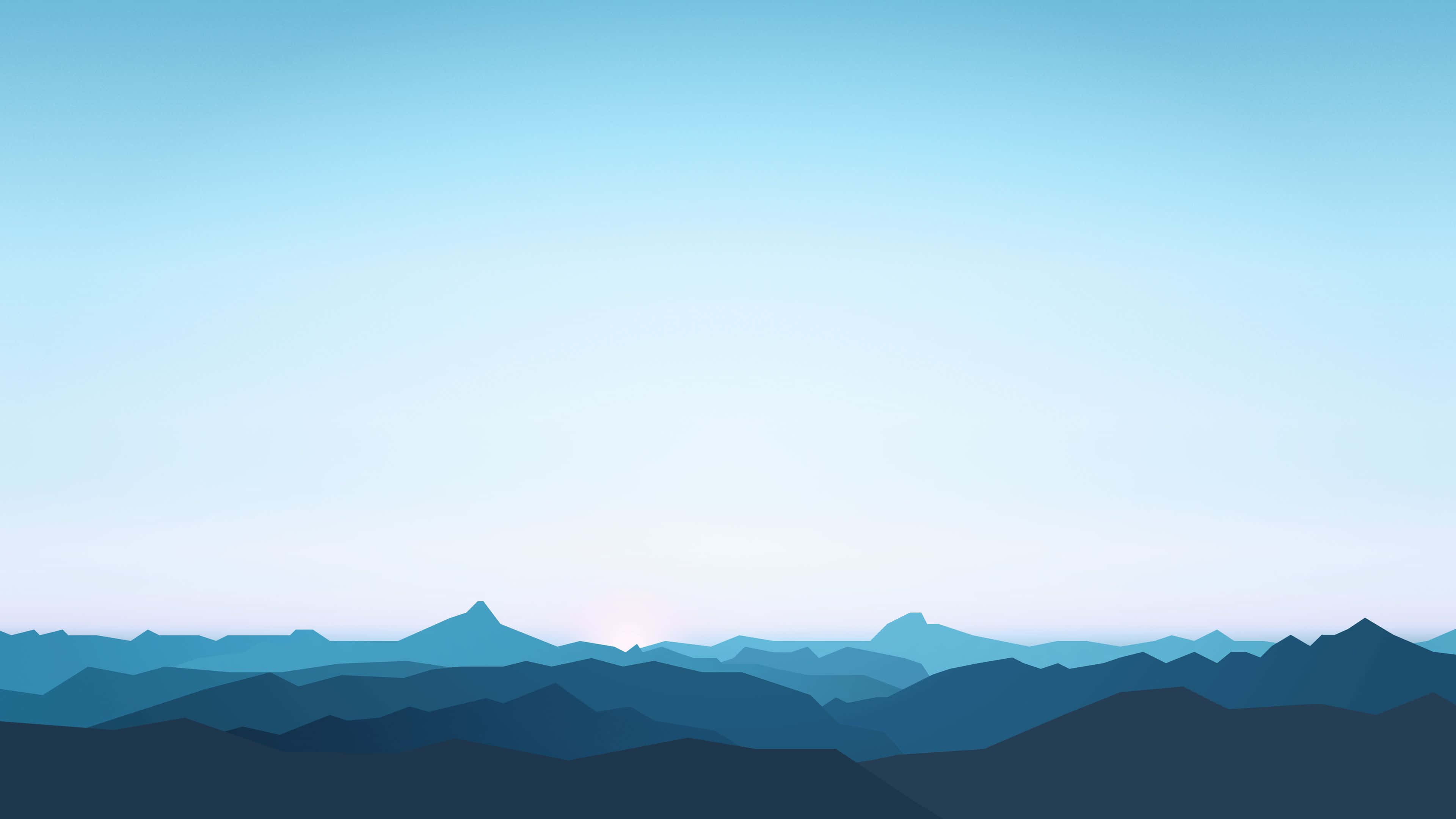 minimalist blue, 3840 x 2160, layered mountain ranges, 4K Desktop Wallpaper
