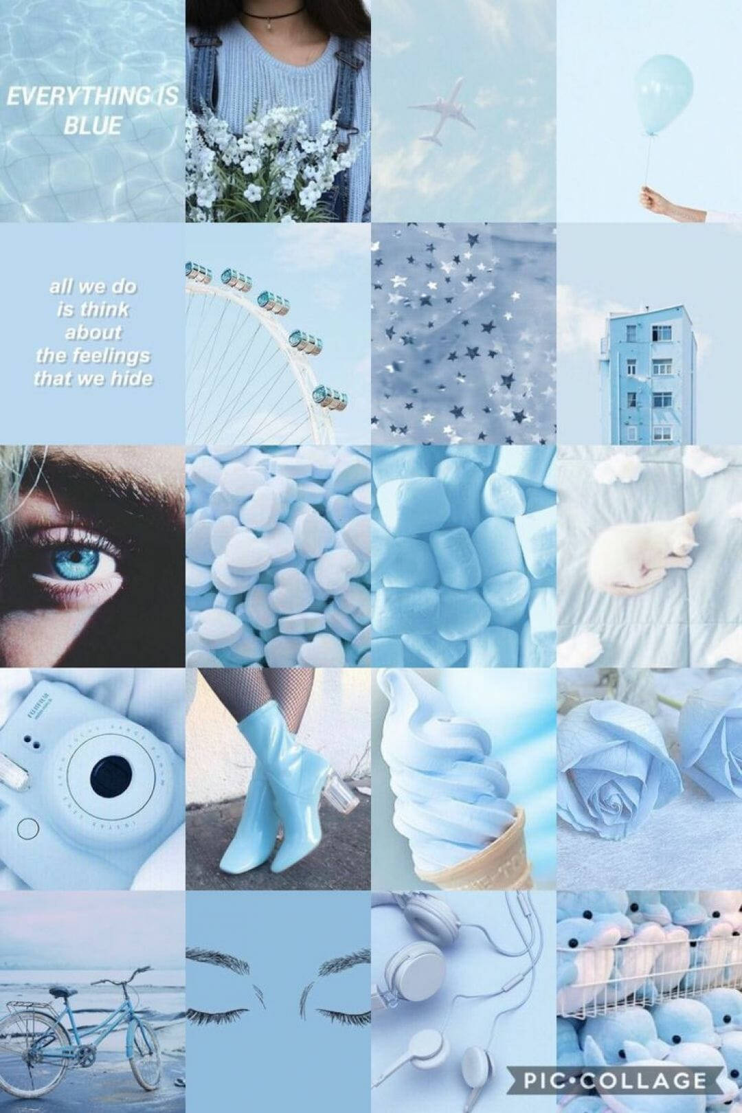 pastel blue aesthetic, iPhone, Ferris wheel cat ice cream, HD Phone Wallpaper