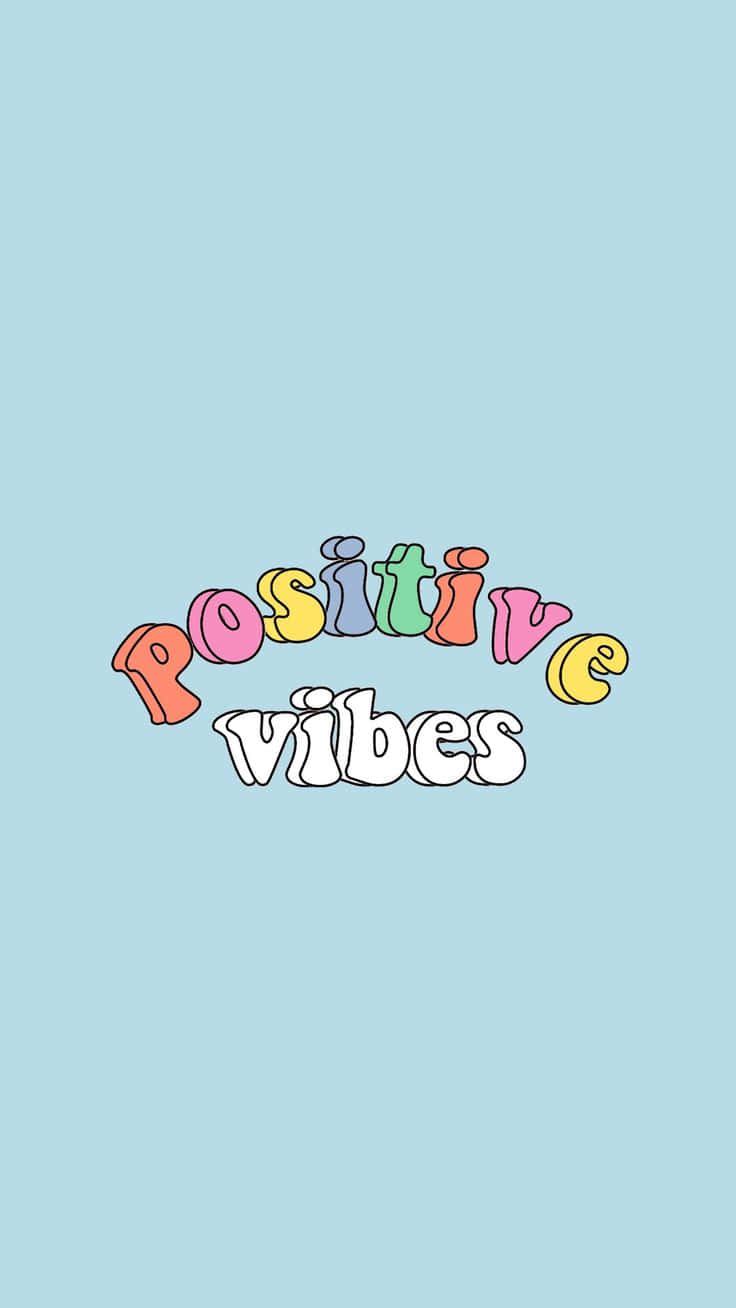 Pastel blue, colorful retro-style text, Positive vibes, HD Phone Wallpaper