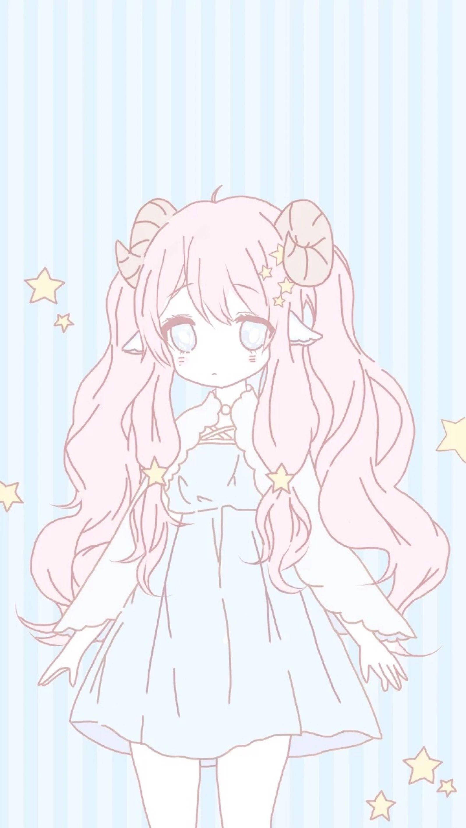 Pastel Gore, pink hair, star accessories, 2K Phone Wallpaper