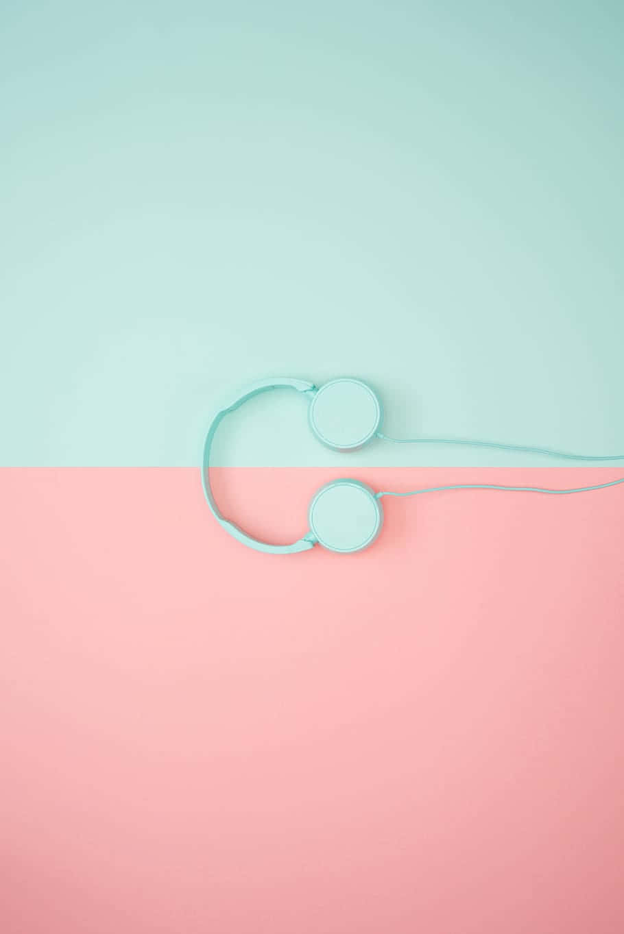 mint headphones, teal, pink, HD Phone Wallpaper