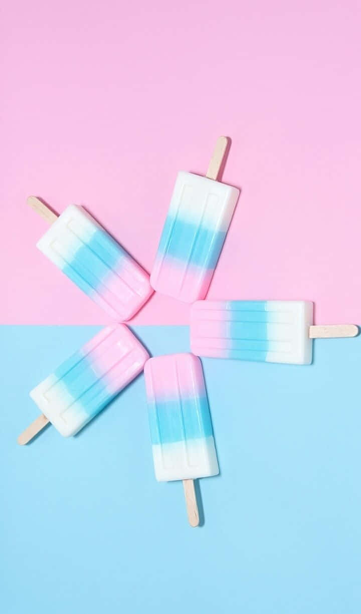 pastel gradient popsicles, starburst pattern, split pink and blue background, SD Phone Wallpaper