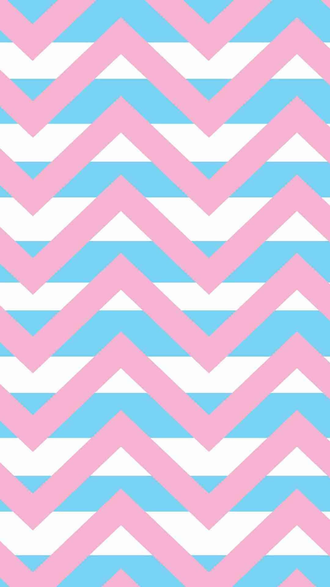 pastel blue, pink, chevron stripes, Full HD Phone Wallpaper