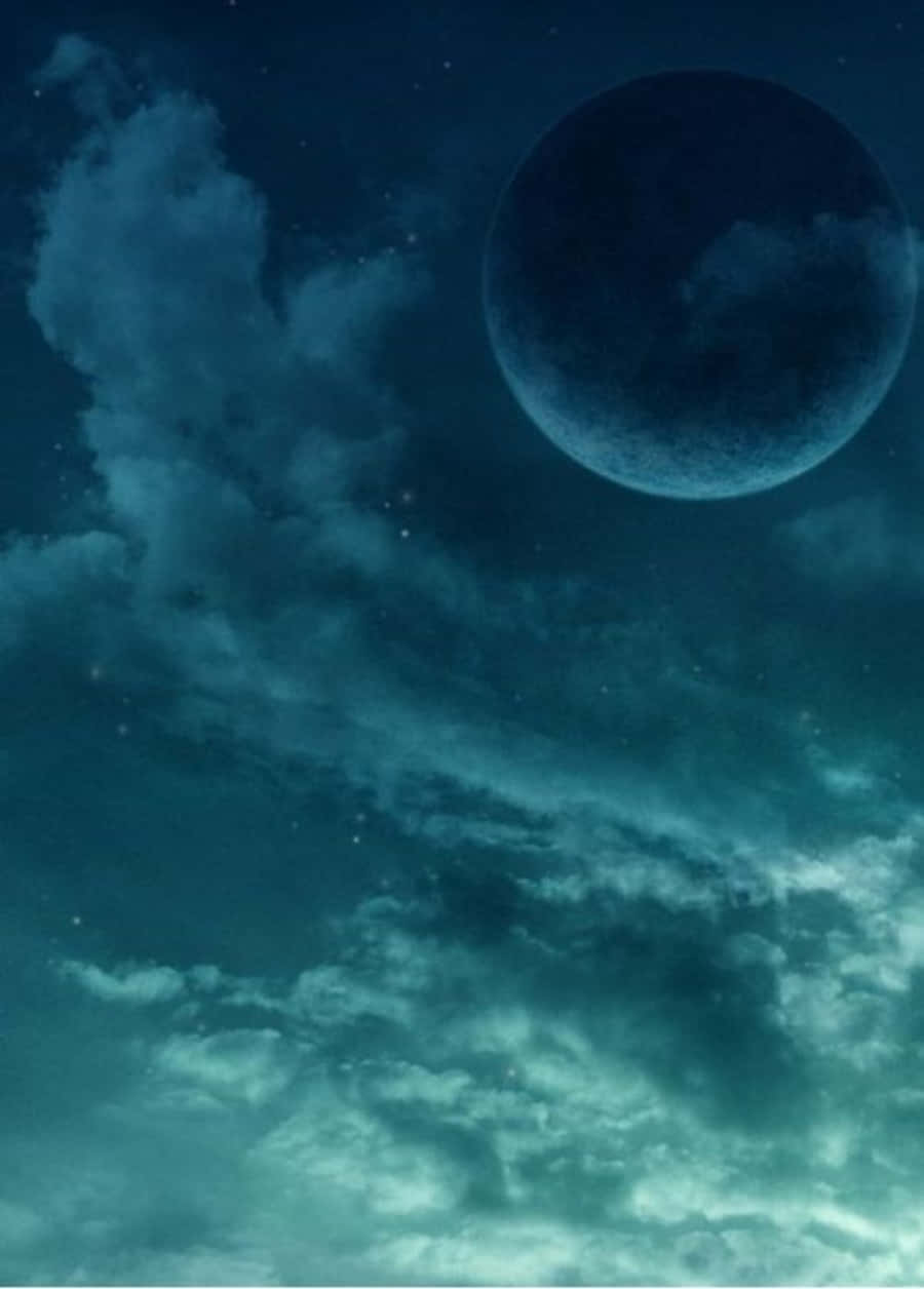 Pastel Blue Green, teal and blue night sky, swirling clouds, SD Phone Wallpaper