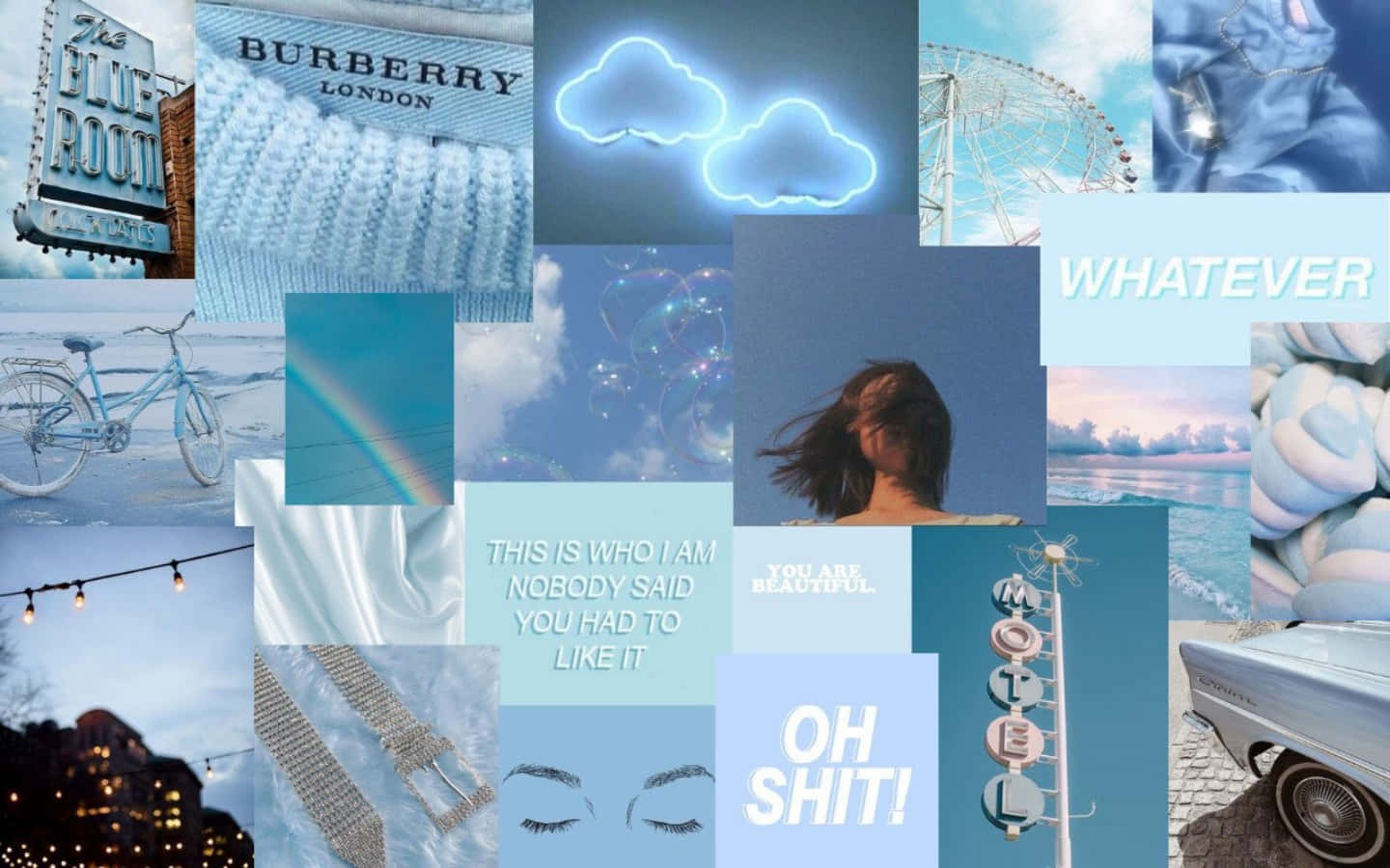 Pastel Blue Green, vintage motel signs, bikes, HD Desktop Wallpaper