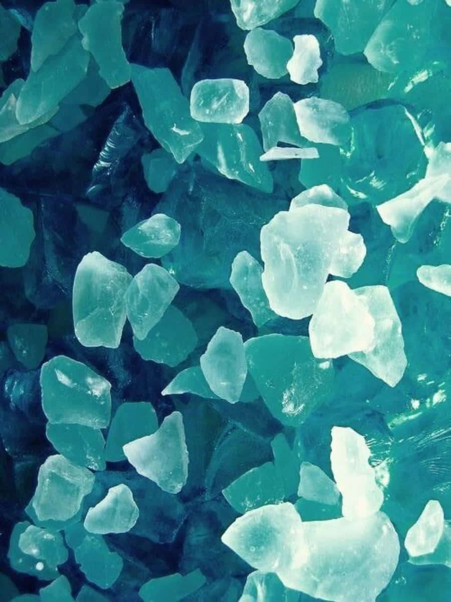 Pastel Blue Green, translucent turquoise ice shards, sharp edges, SD Phone Wallpaper