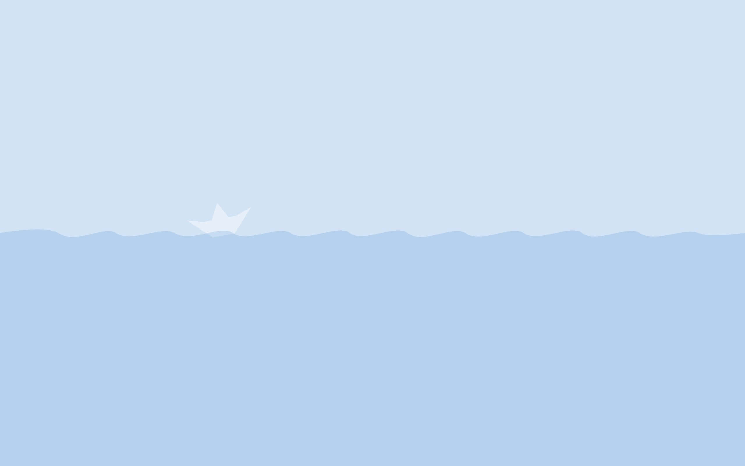 pastel blue, white paper boat, calm light blue sea, 2K Desktop Wallpaper