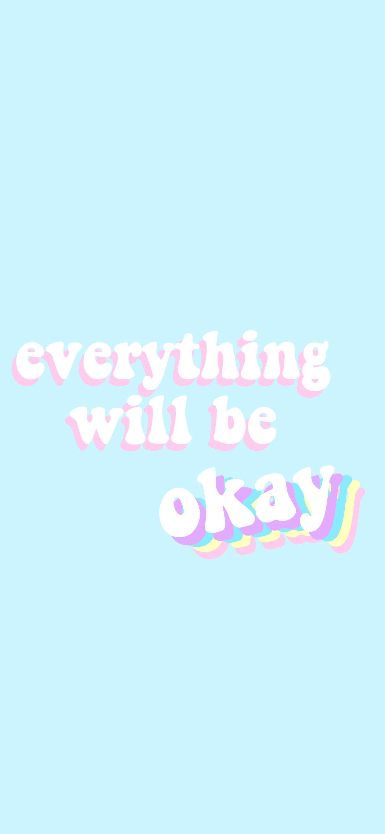 Pastel Blue, light blue, soft rainbow-colored text, 2K Phone Wallpaper