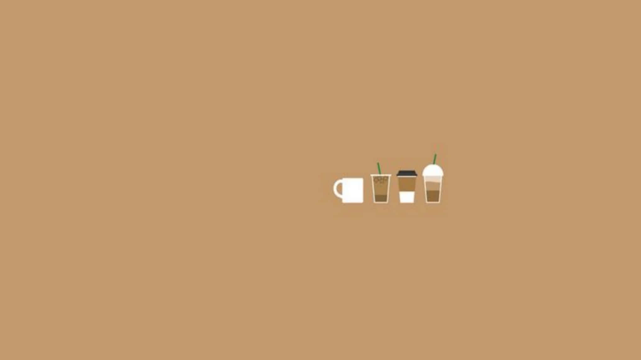 Pastel Brown, minimalist, coffee drink icons, Full HD Desktop Wallpaper