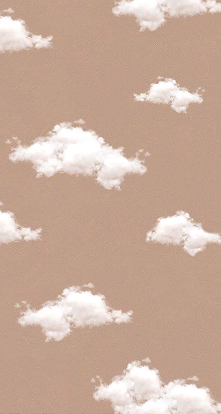 Pastel Brown, Soft white clouds, muted beige sky, HD Phone Wallpaper