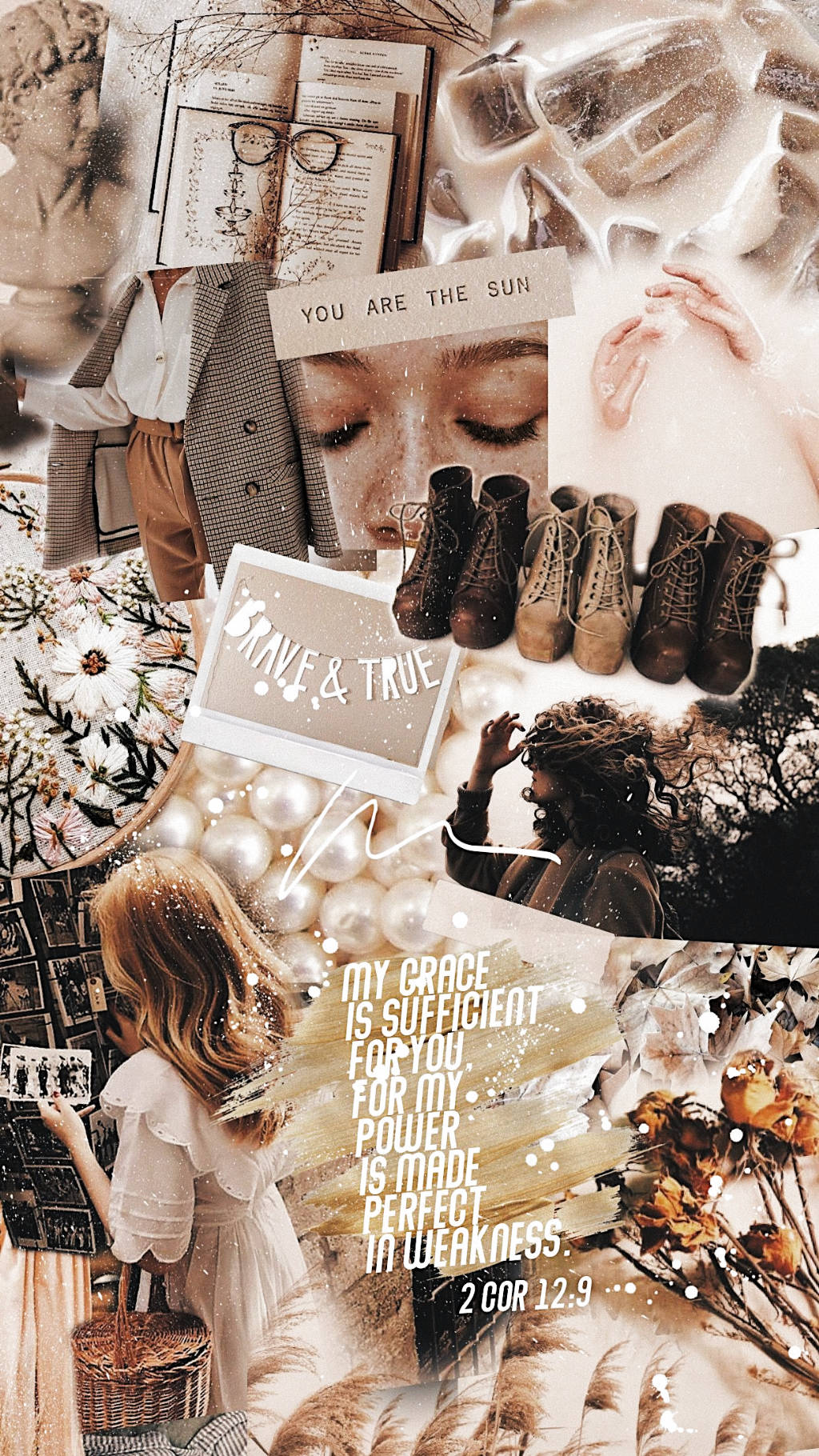 Vintage Pastel Brown Aesthetic, soft-toned collage, vintage photos, HD Phone Wallpaper