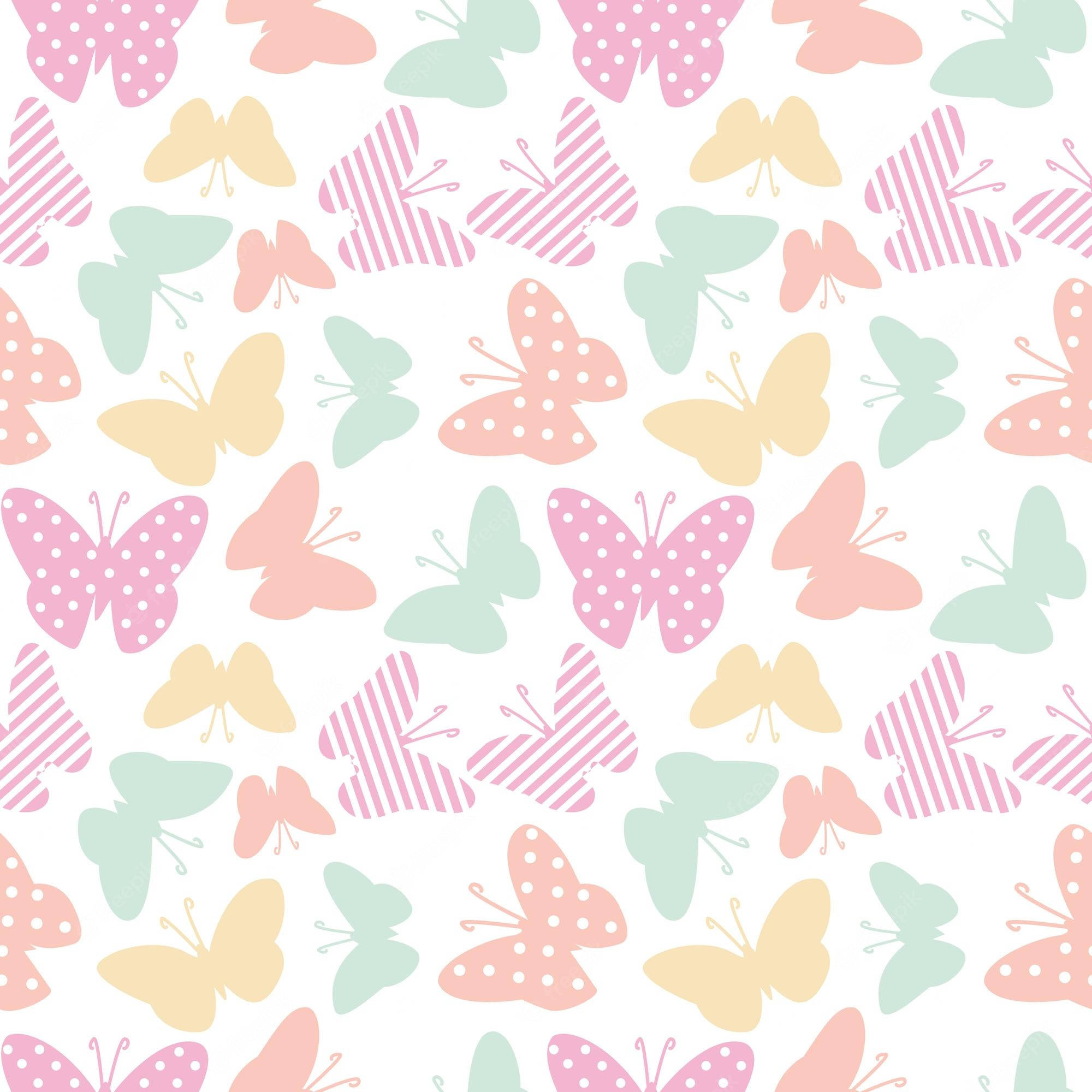 Pastel Butterfly, polka dots, stripes, Full HD Desktop Wallpaper