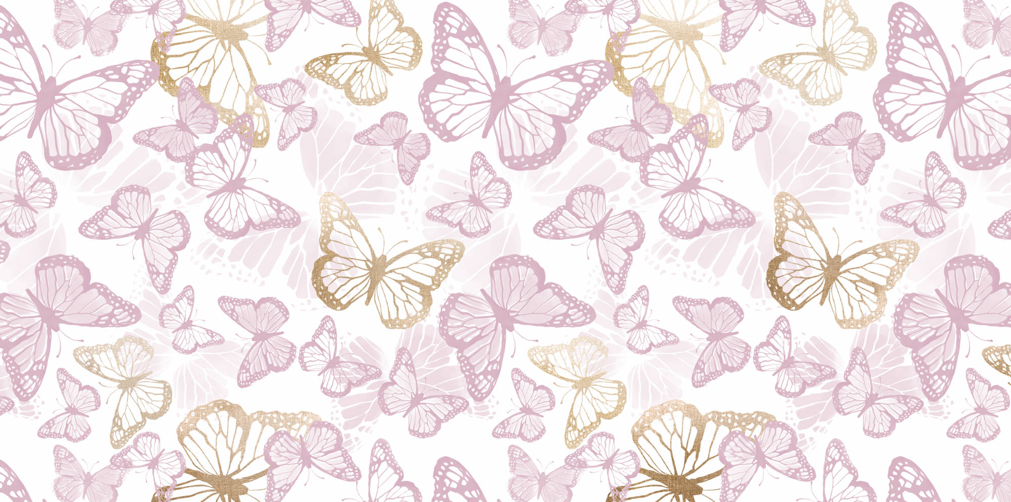 Pastel Butterfly, pink, gold, Full HD Desktop Wallpaper