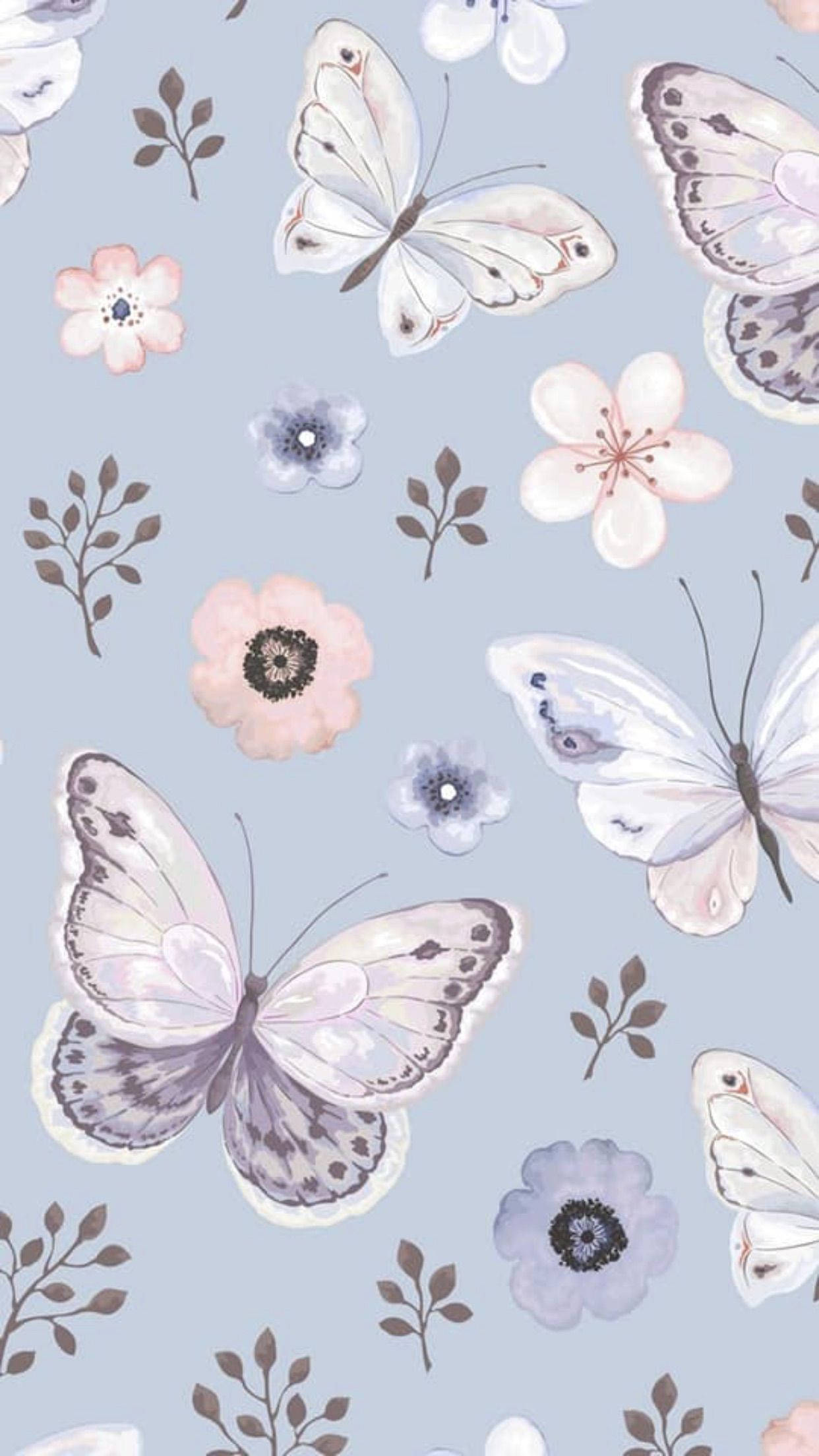 pastel butterfly, blue, purple, Full HD Phone Wallpaper