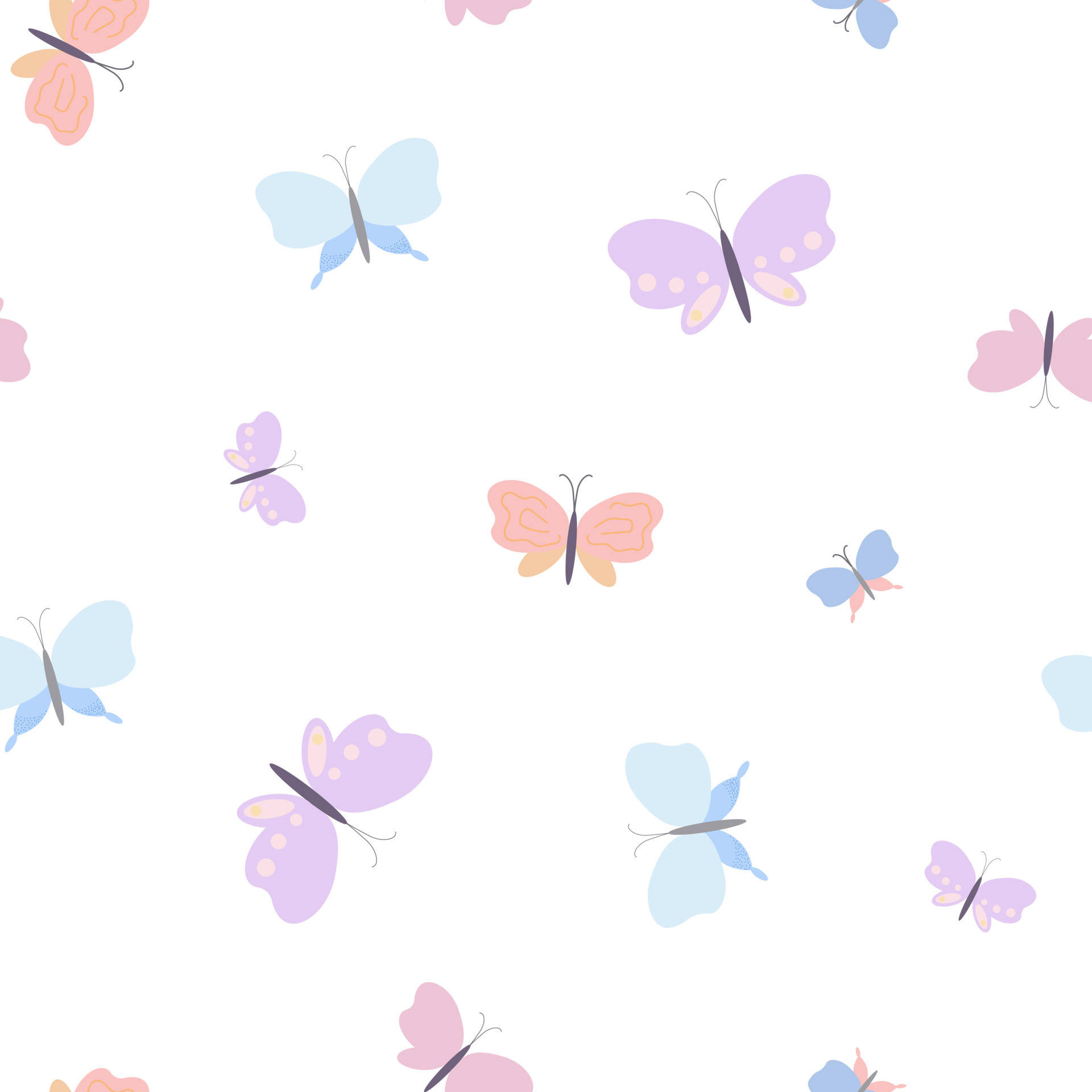 pastel butterfly, soft pink, blue, Full HD Desktop Wallpaper