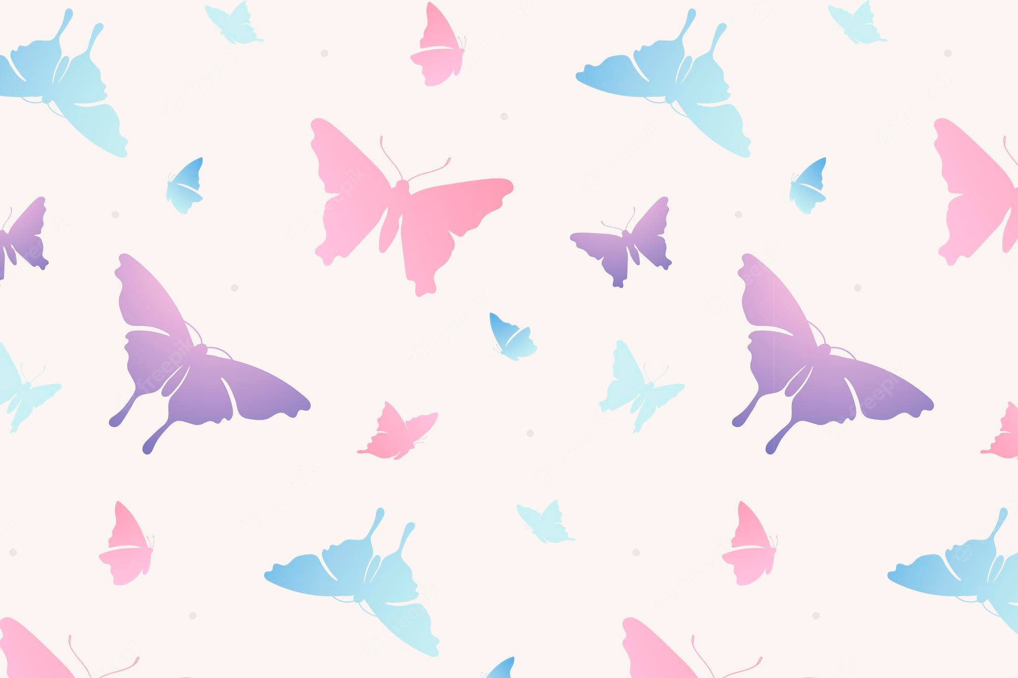 Pastel Butterfly, pink, blue, Full HD Desktop Wallpaper