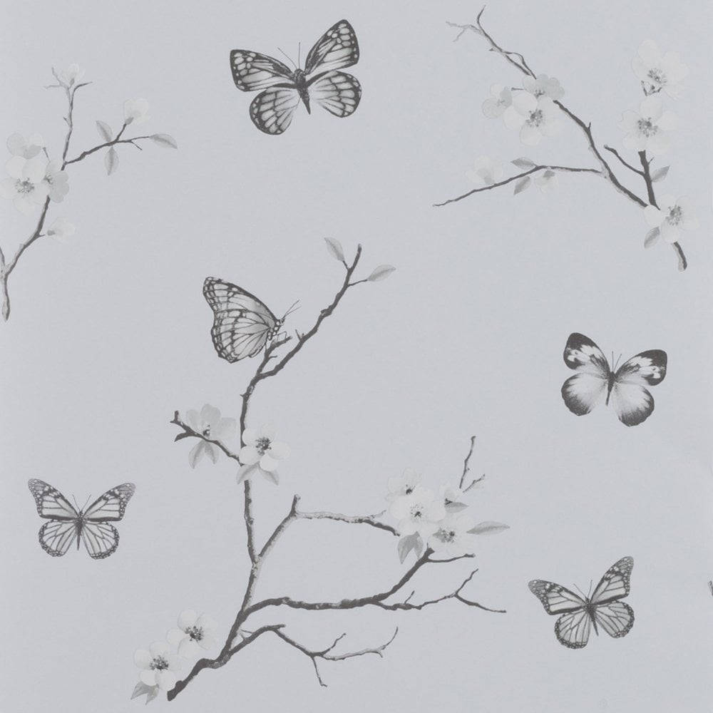pastel butterfly, cherry blossom branches, fluttering butterflies, SD Desktop Wallpaper