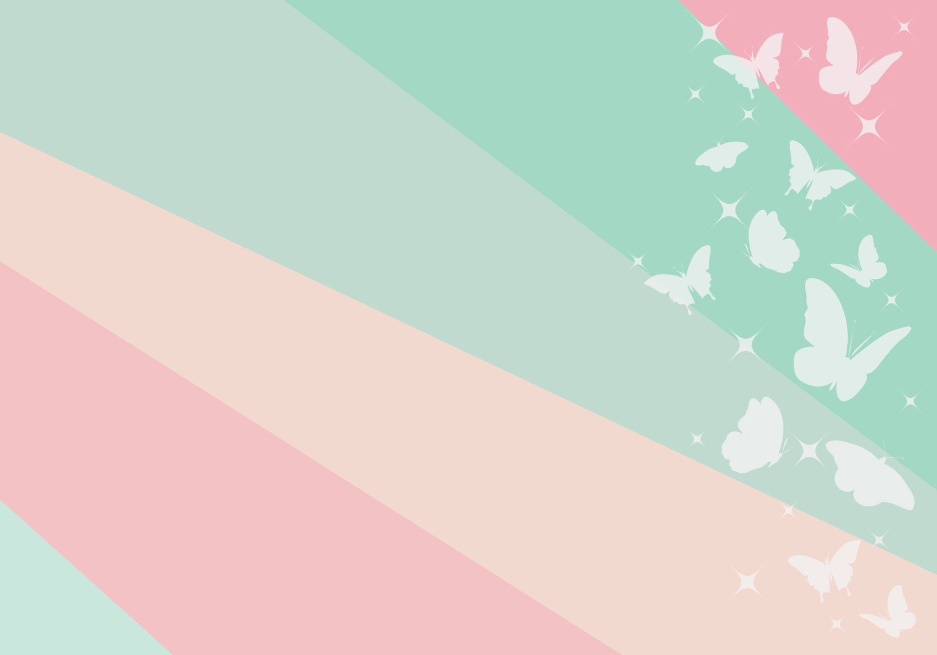 pastel butterfly, mint, pink, Full HD Desktop Wallpaper