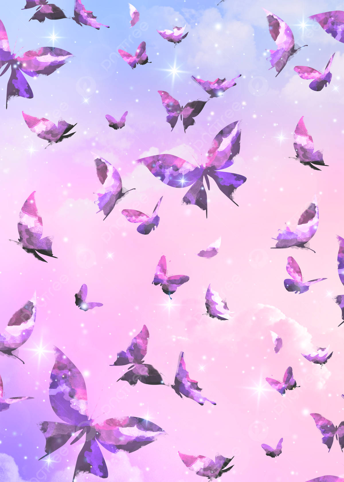 Pastel Butterfly, purple butterflies, glittering wings, HD Phone Wallpaper