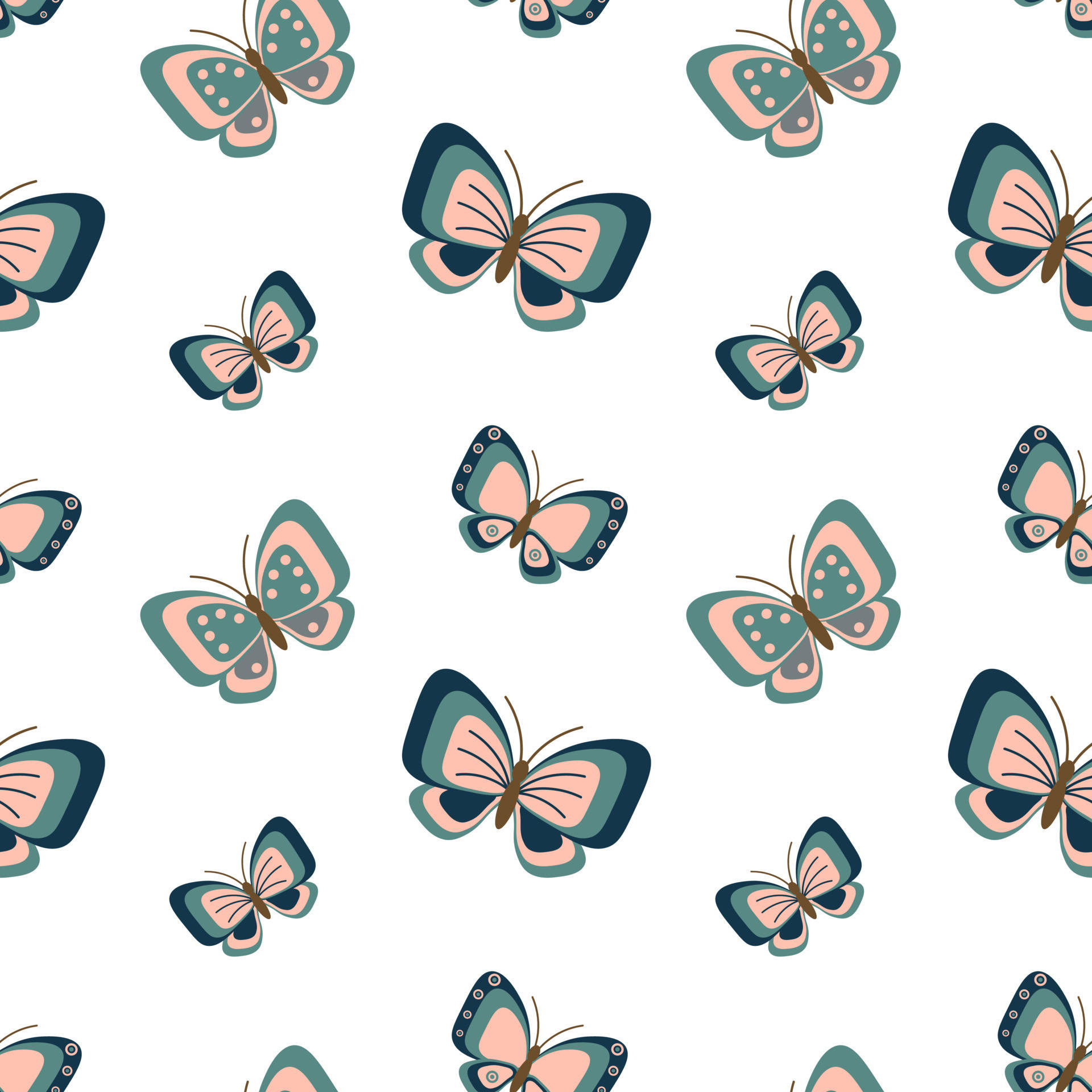 pastel butterfly, pink, teal, Full HD Desktop Wallpaper