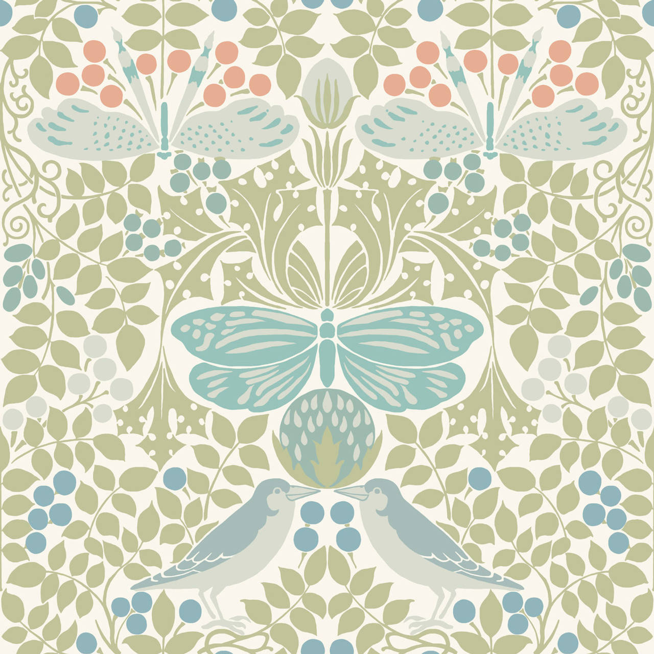 pastel butterfly, soft teal sage, coral tones, HD Desktop Wallpaper