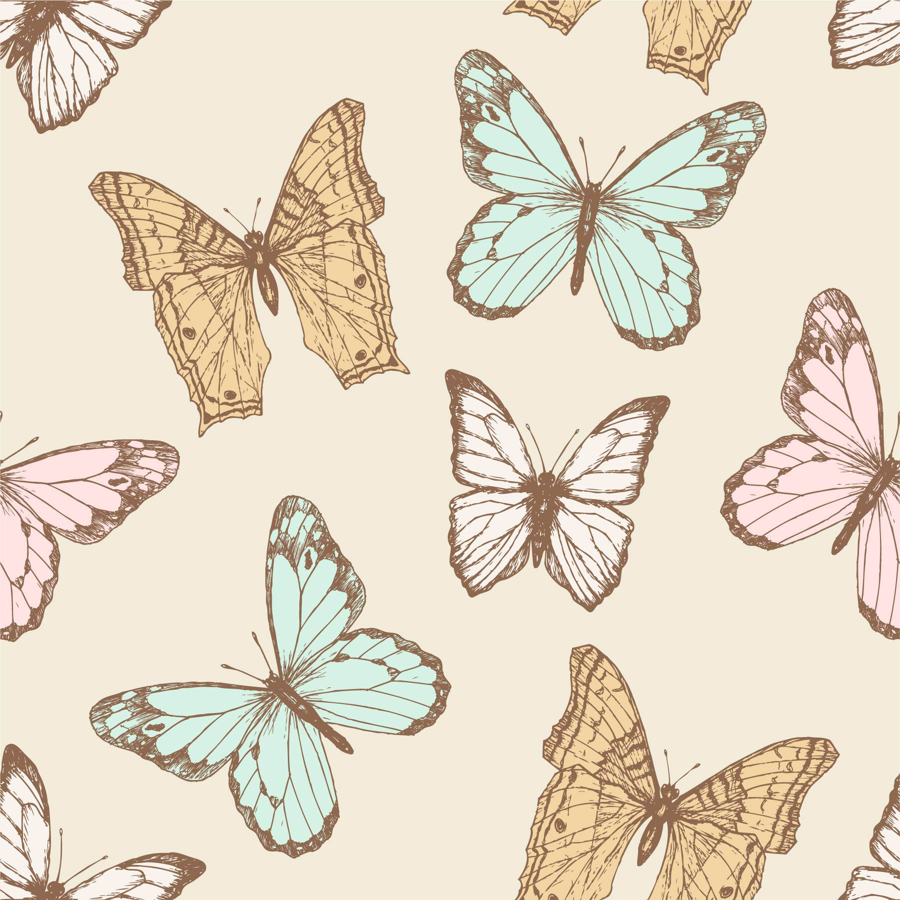 pastel blue, pink, beige, HD Desktop Wallpaper