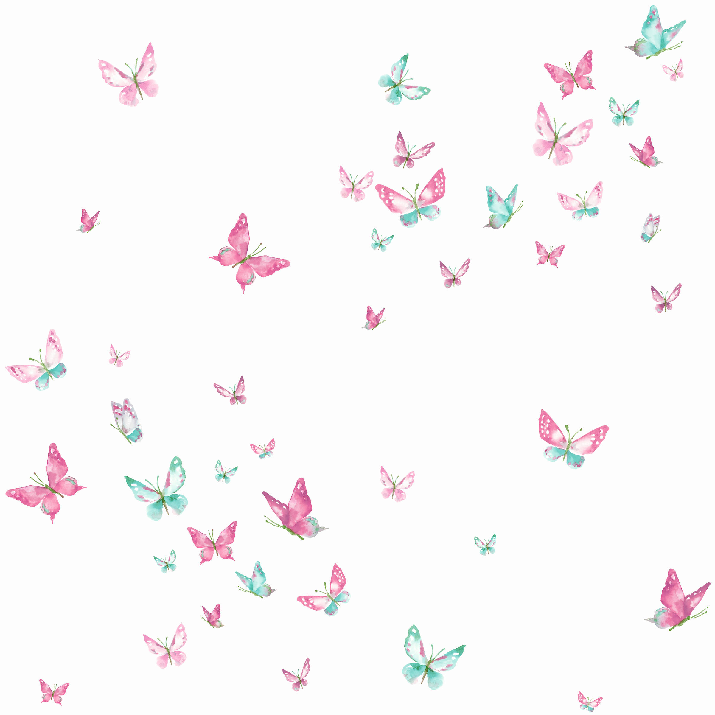 pastel butterfly, pink, teal, Full HD Desktop Wallpaper
