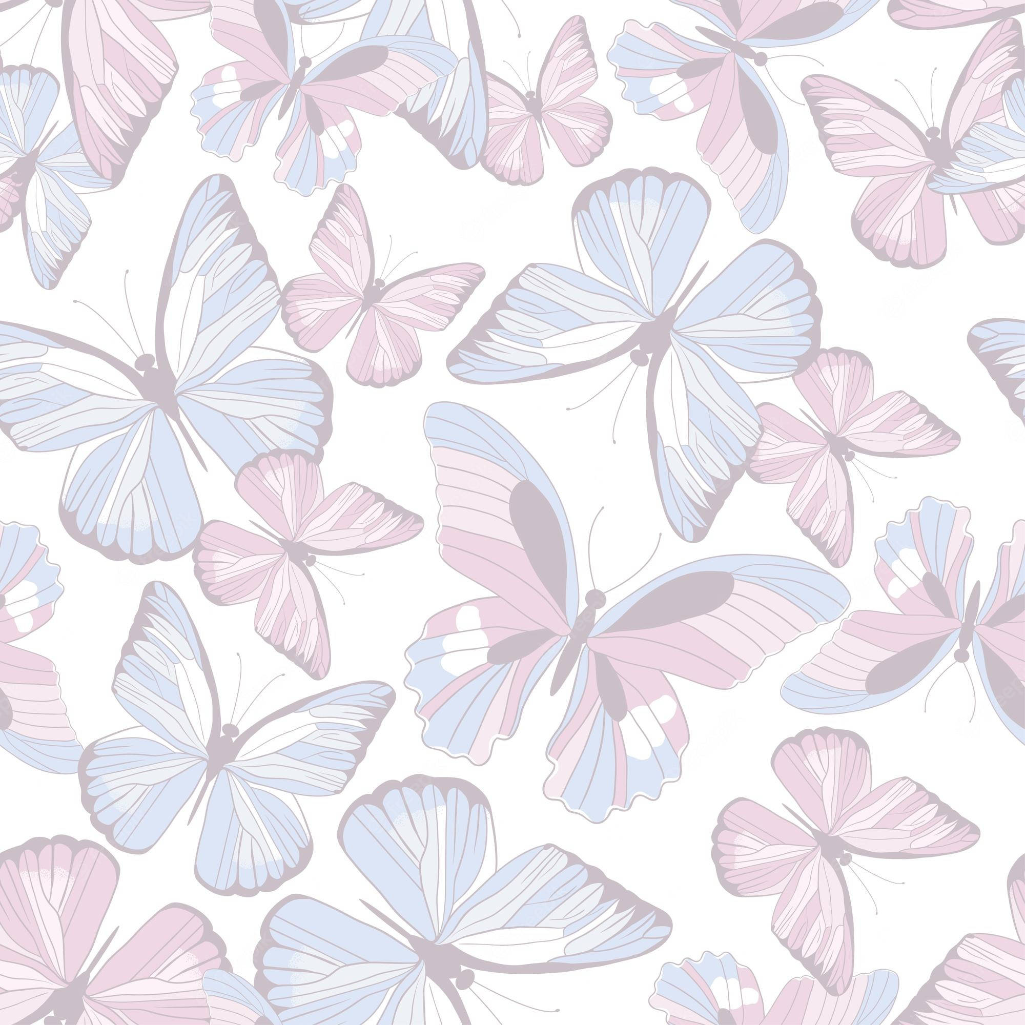 pastel butterfly, pastel pink, blue, Full HD Desktop Wallpaper