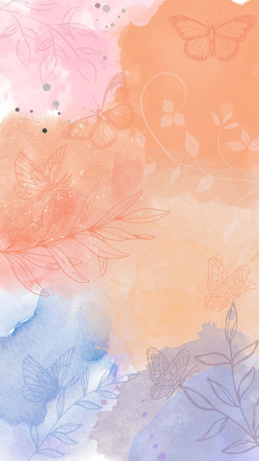 butterfly, watercolor washes, pink, HD Phone Wallpaper