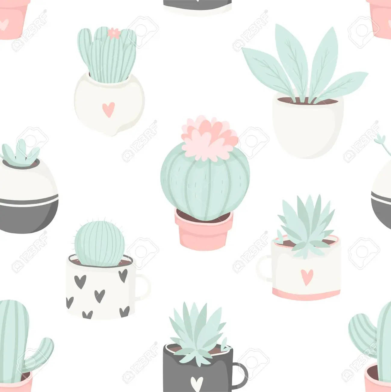 Pastel Various Cactus Wall Art, pastel cacti, succulents, HD Phone Wallpaper