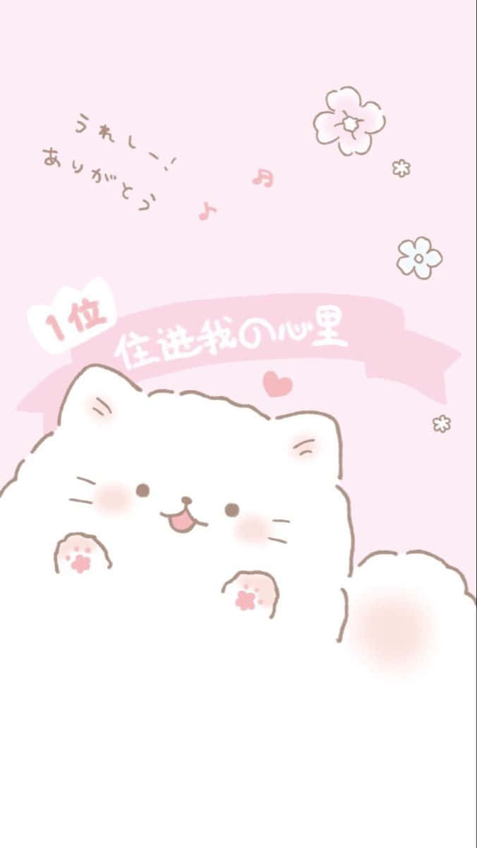 Pastel Cat Aesthetic, pink background, fluffy white cat, SD Phone Wallpaper