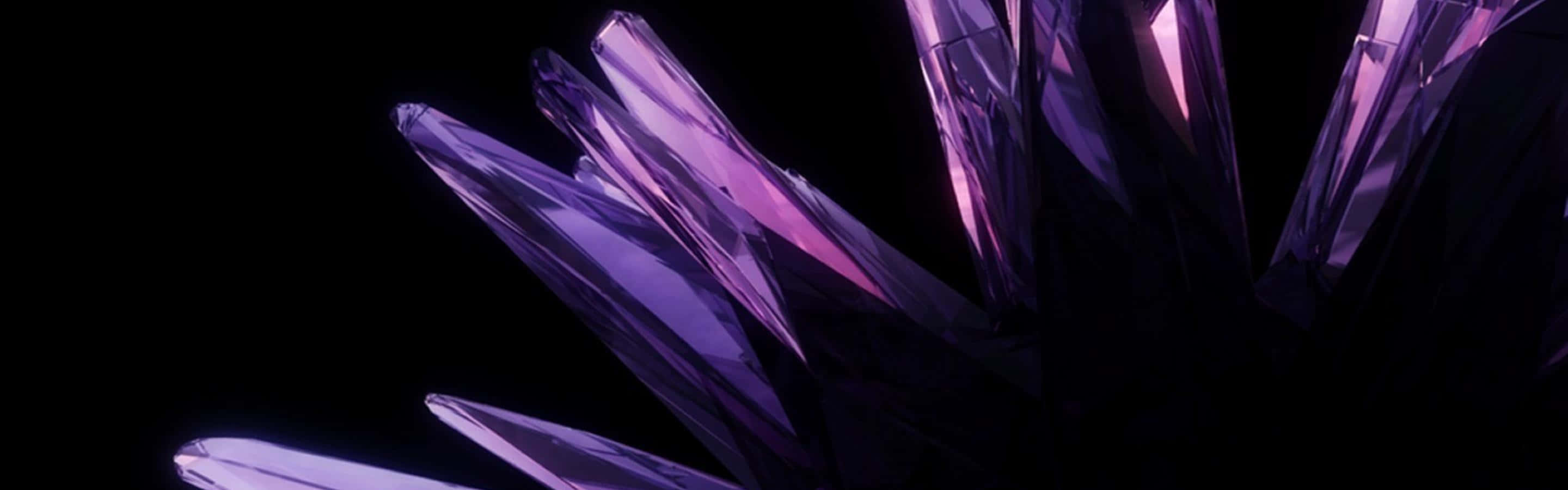 pastel crystal, purple crystals, black background, 2K Desktop Wallpaper