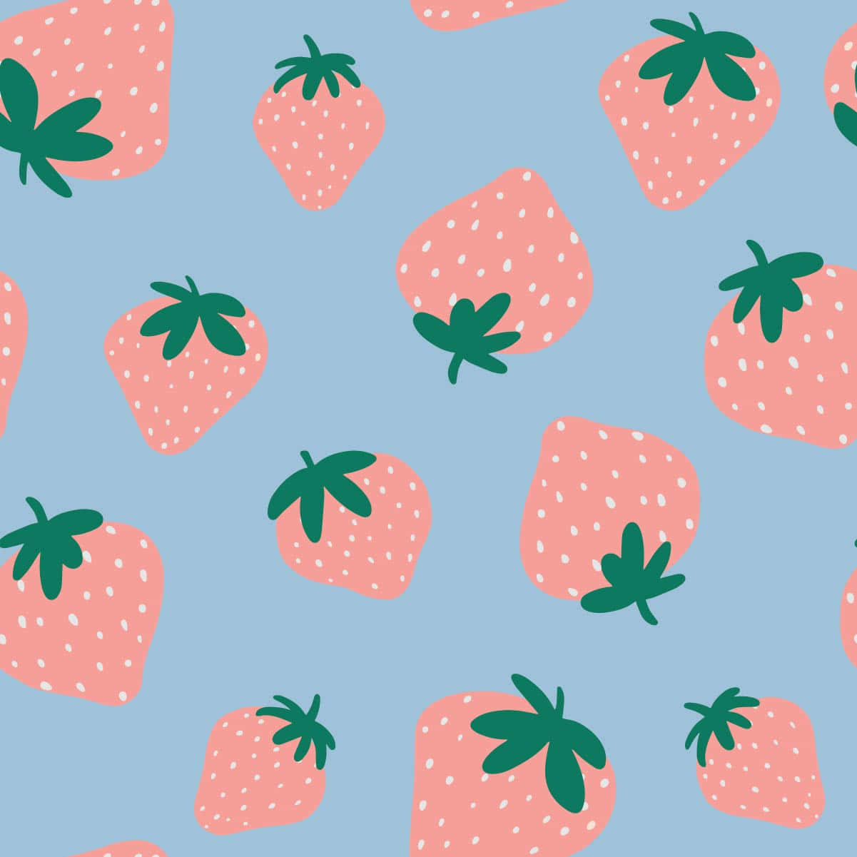 pink and blue pastel cute strawberry, soft blue background, pink strawberries, SD Desktop Wallpaper