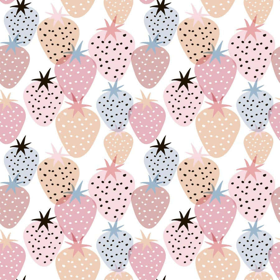 pastel strawberries, polka dots, star-shaped tops, SD Desktop Wallpaper