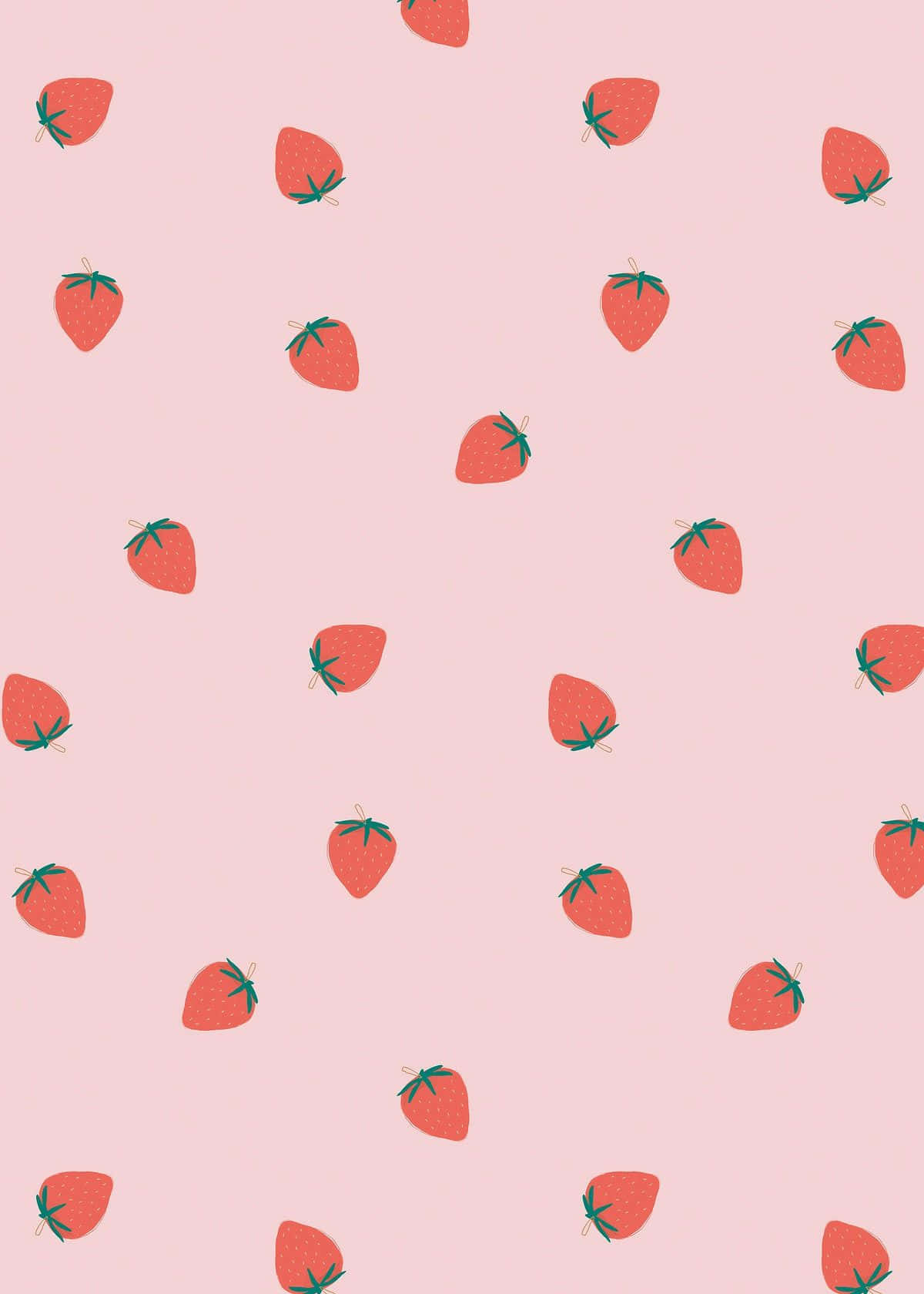 pastel cute strawberry, pink background, cute illustrated strawberries, HD Phone Wallpaper