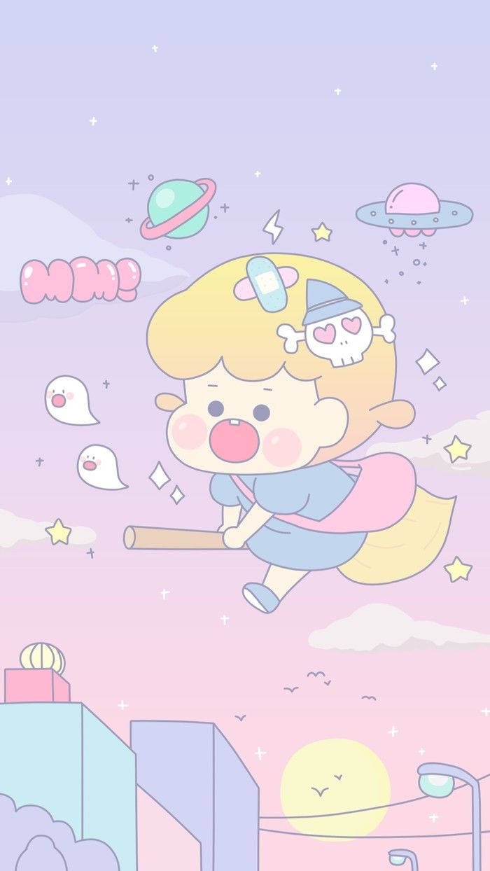 pastel sky, stars, planets, SD Phone Wallpaper