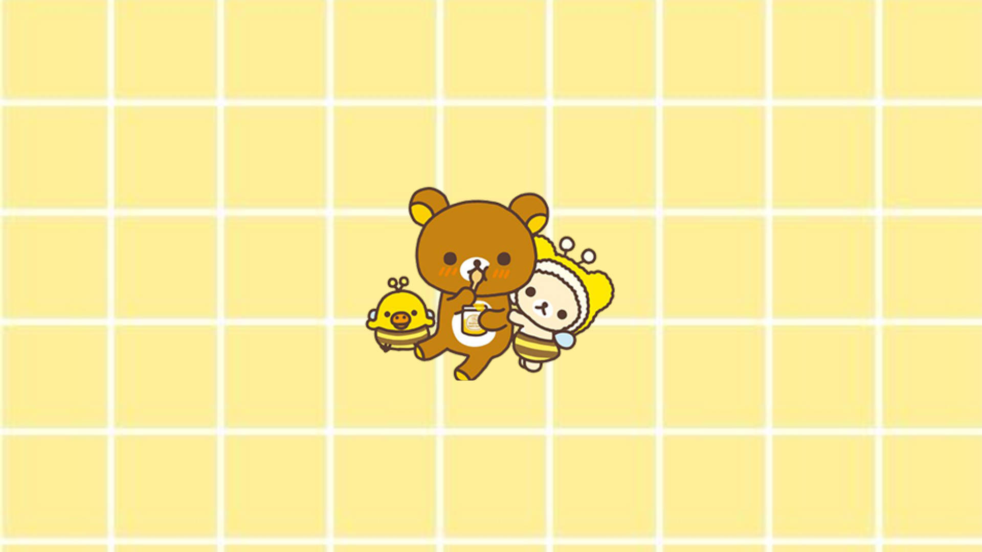 bears, yellow pastel cute, brown bear, Full HD Desktop Wallpaper