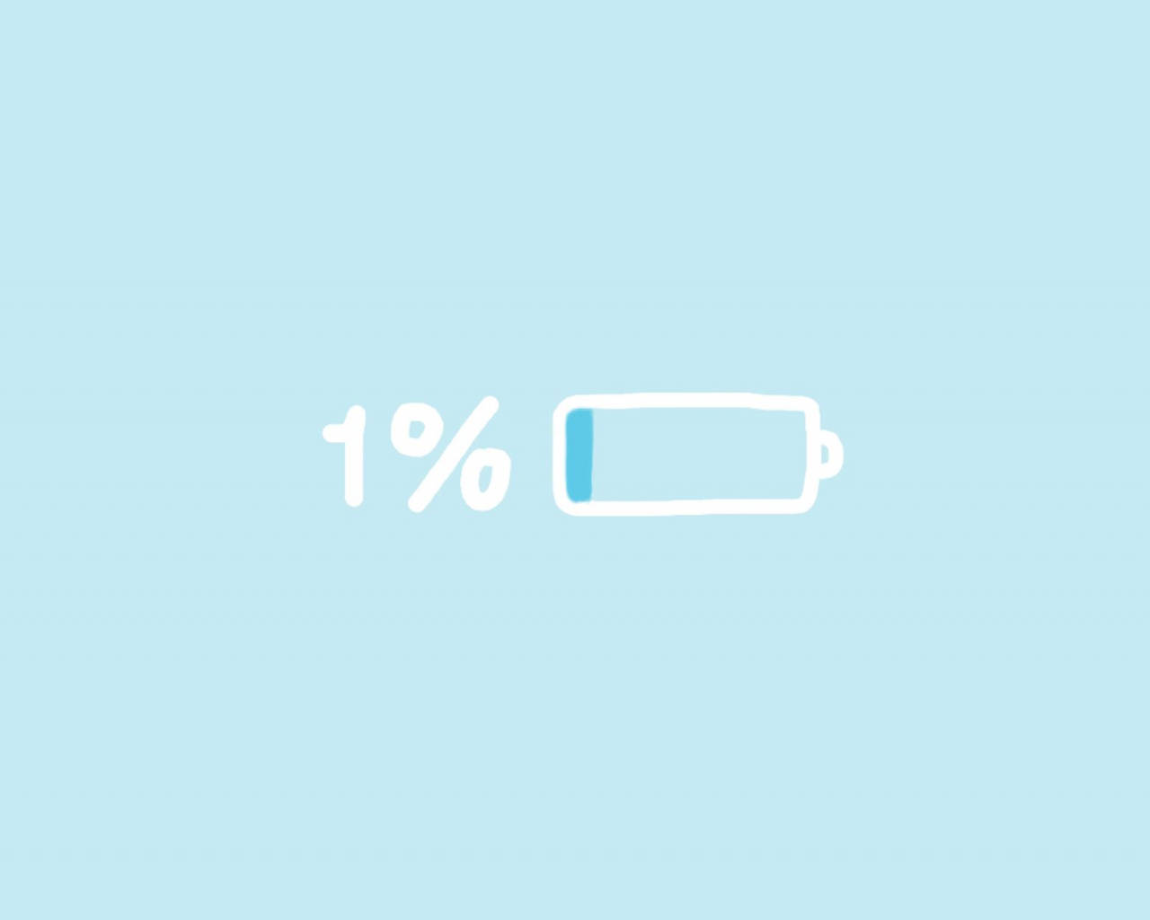 one percent battery, pastel cute, soft blue background, HD Desktop Wallpaper