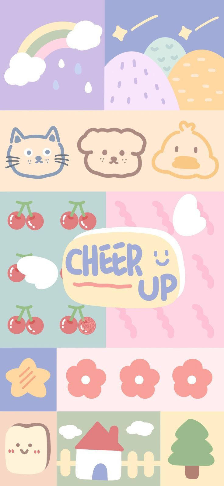 Pastel Cute, cute cartoon animals, fruits, HD Phone Wallpaper
