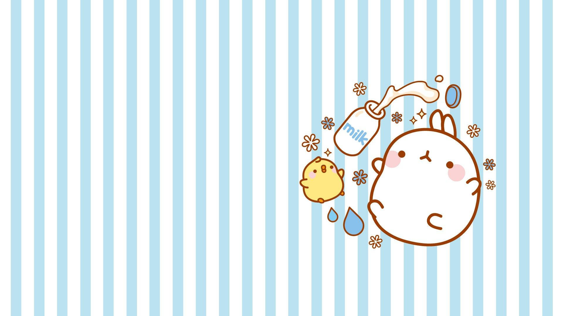 kawaii pastel cute characters, cartoon bunny, chick, Full HD Desktop Wallpaper