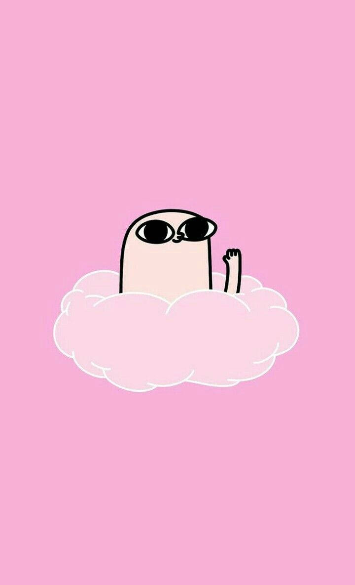 Pastel Cute, pink creature, sunglasses, SD Phone Wallpaper