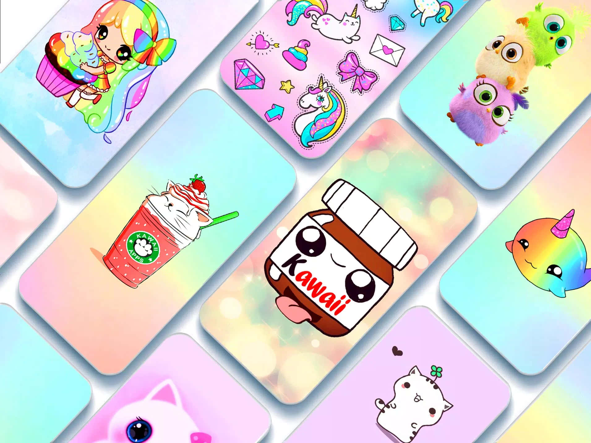 cute kawaii, unicorn, cat, HD Desktop Wallpaper