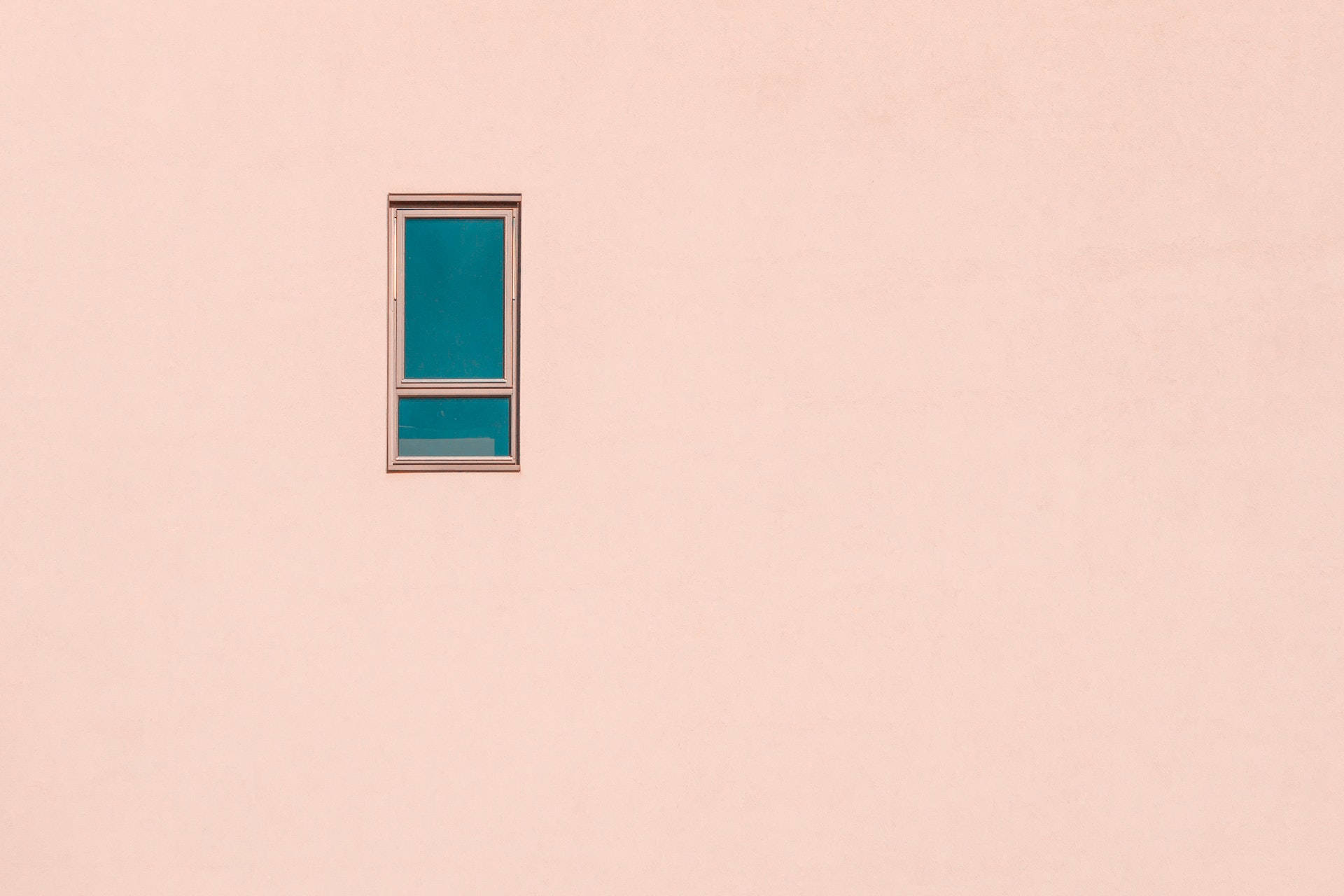 teal-tinted window, minimalist pale pink wall, minimalist contrast, Full HD Desktop Wallpaper