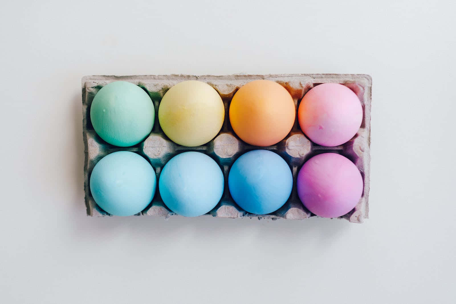 Pastel Easter, pastel-colored eggs, cardboard tray, HD Desktop Wallpaper