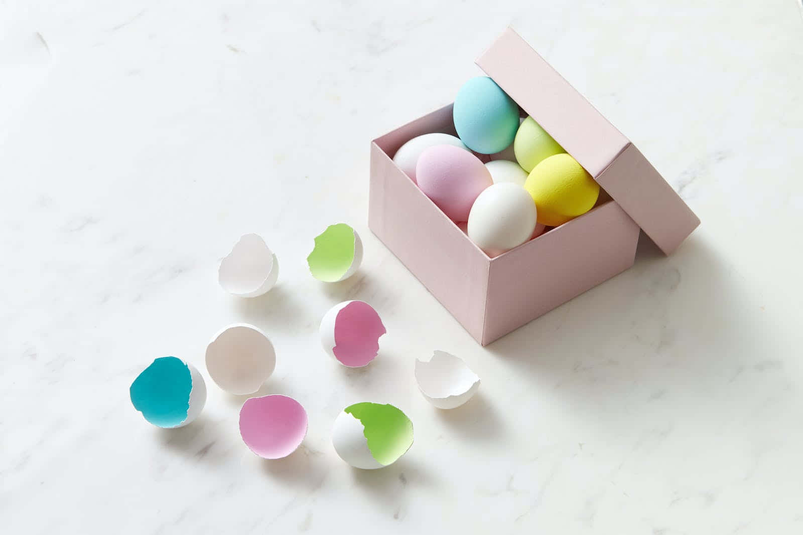 Pastel Easter, pink box, vibrant eggshells, HD Desktop Wallpaper