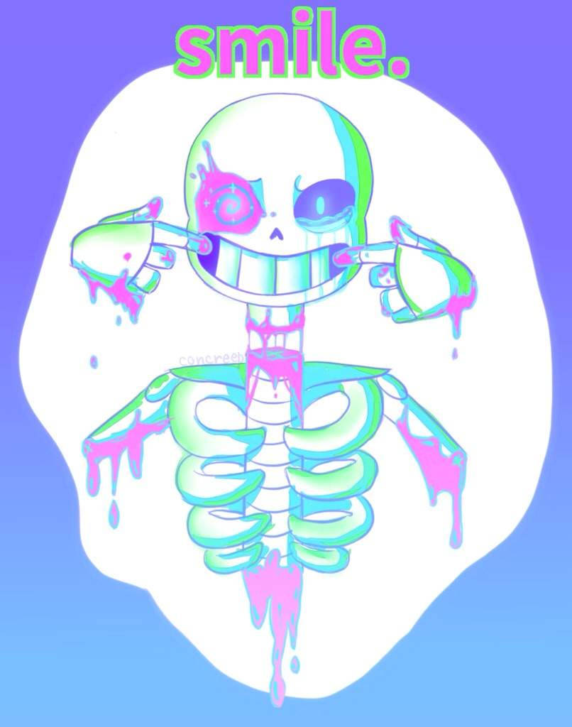 Pastel Gore, smiling skull, glowing eyes, SD Phone Wallpaper
