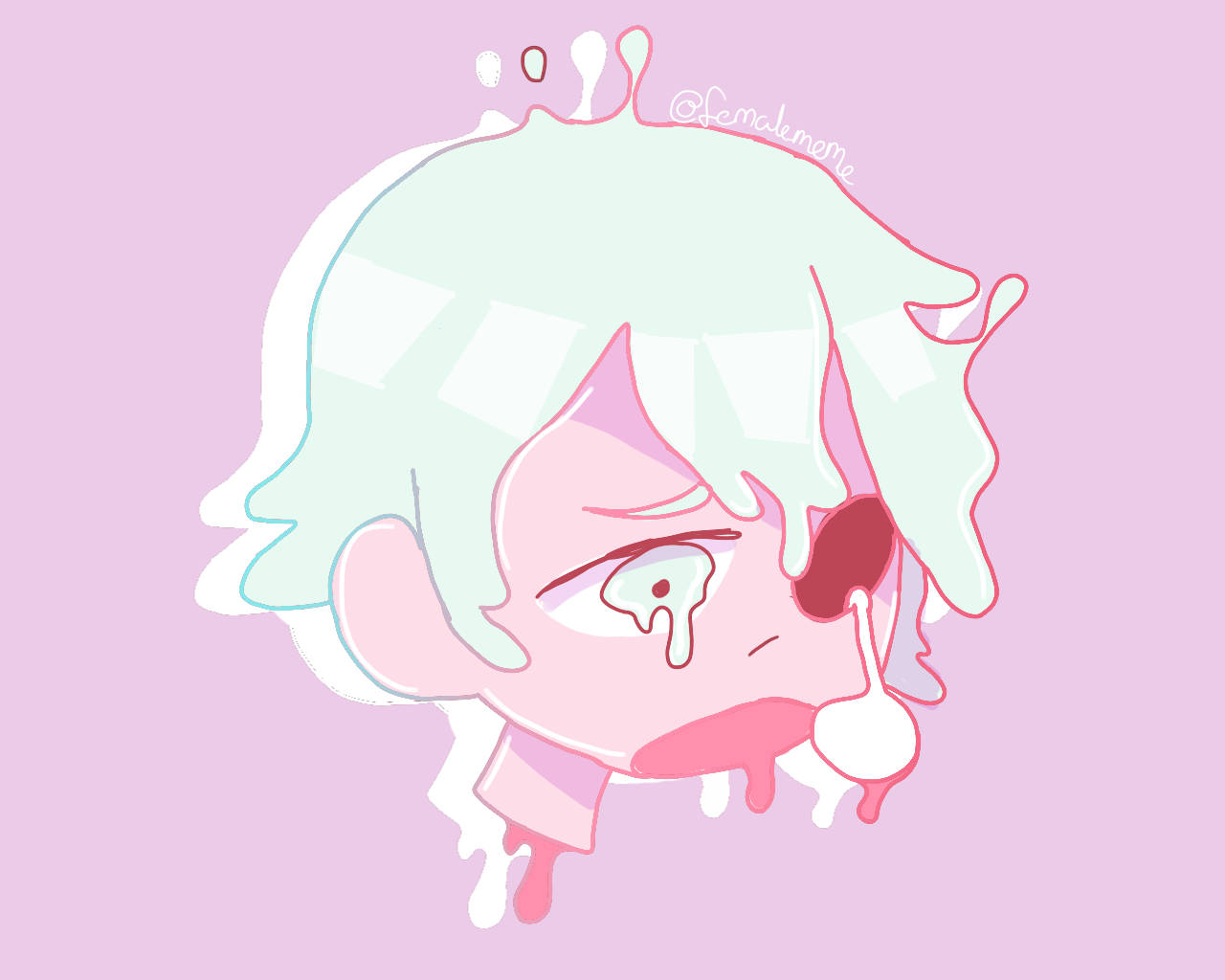 Pastel Gore, chibi anime character, mint green hair, HD Desktop Wallpaper