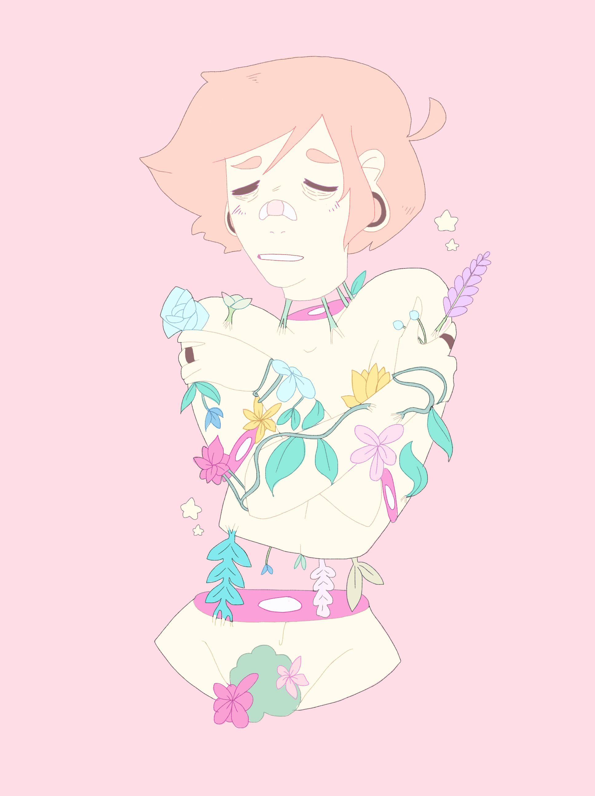 Pastel Gore, pink hair, closed eyes, 2K Phone Wallpaper