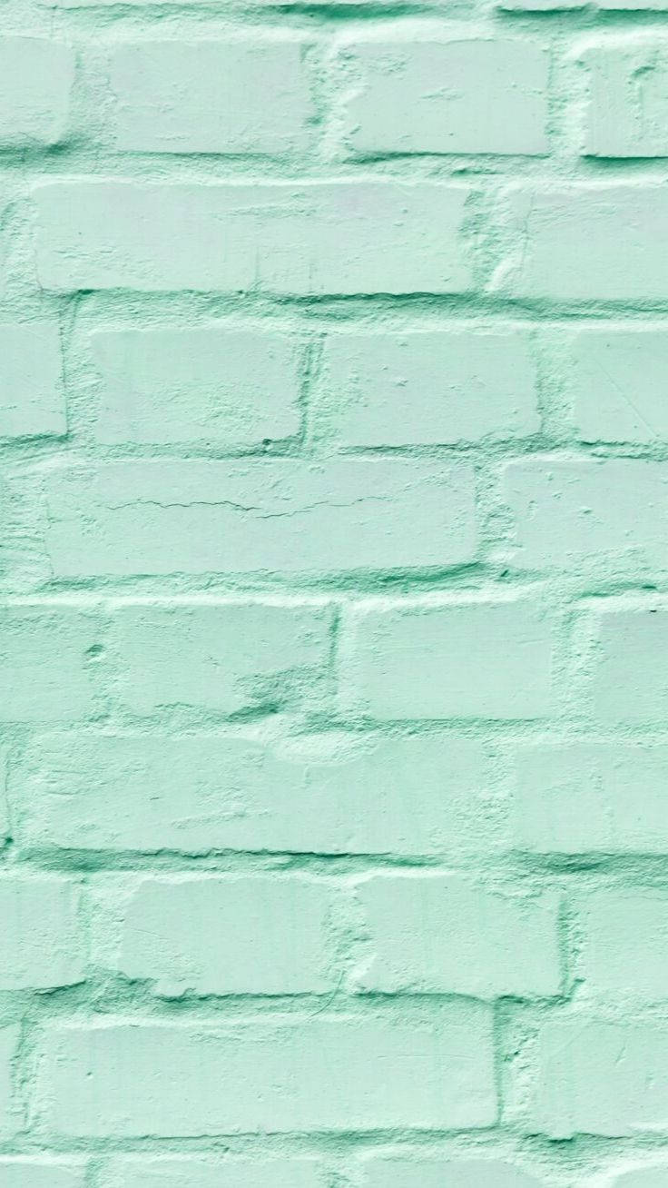 mint green, painted brick wall, textured mortar, HD Phone Wallpaper